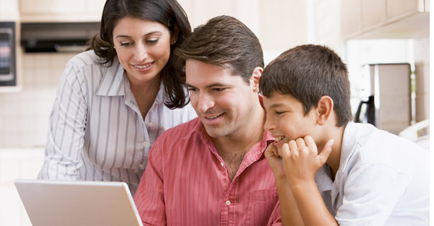 Latino Family at Computer